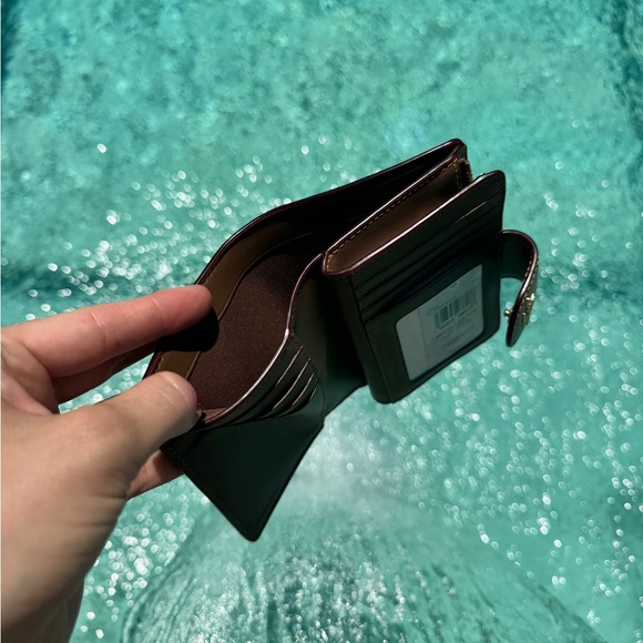 Coach Medium Corner Zip Wallet In Brown Signature Canvas With Floral Print - Picture 10 of 11